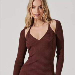 Abella Cutout Long Sleeve Midi Sweater Dress